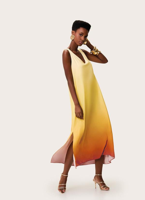 Vestido Mídi Amplo Degradê Laranja