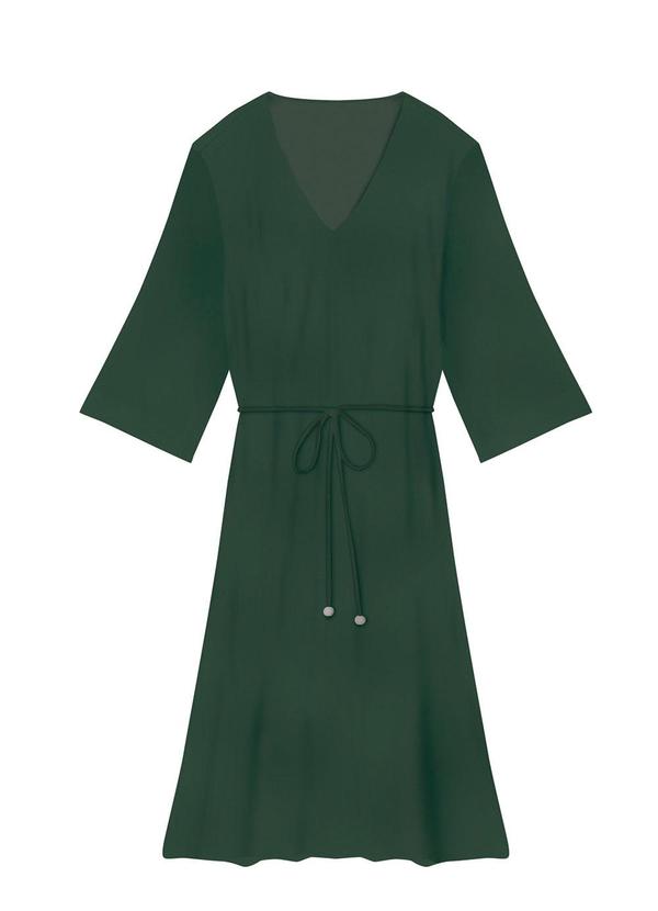 Vestido MÃdi Amplo em Viscolinho Verde Esmeralda