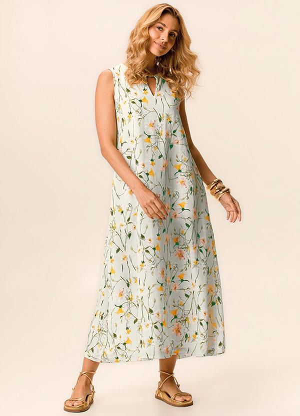 Vestido Mídi Amplo Floral Off White