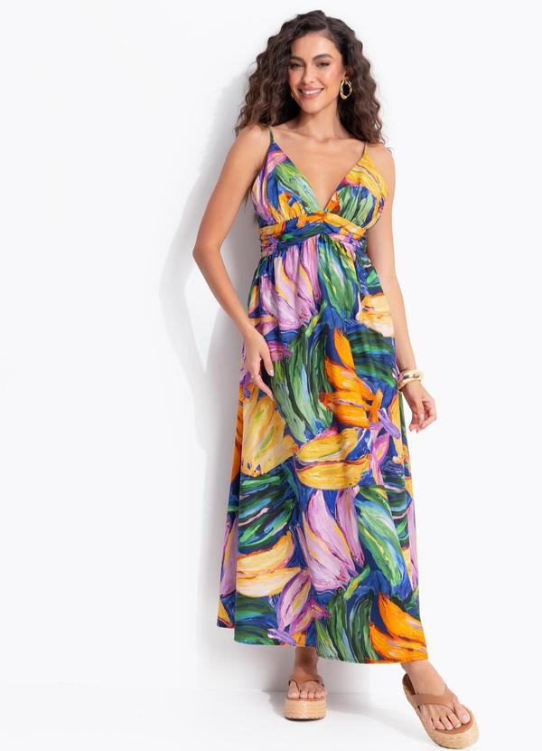 Vestido Midi Bananas Pintadas Azul