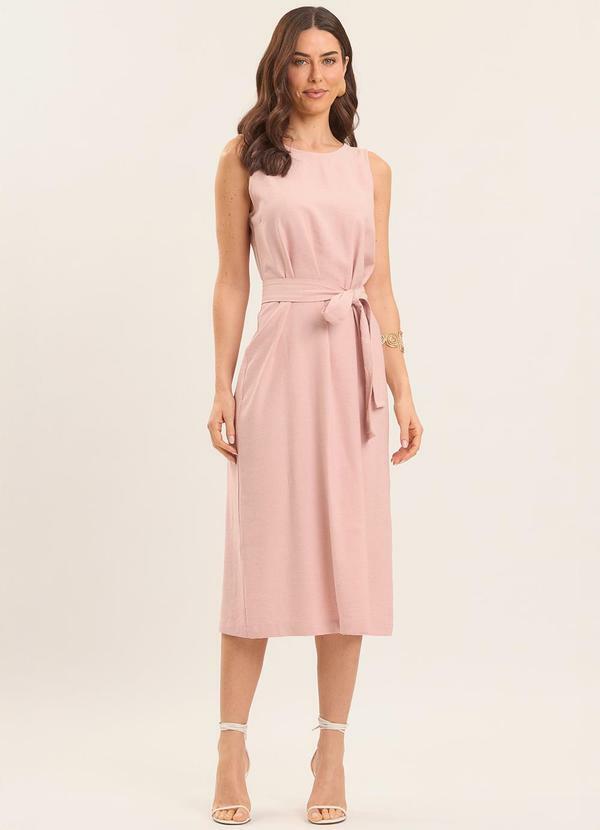 Vista 2 Vestido Midi Brisa em Linho Rosa Doce Trama Doce Trama