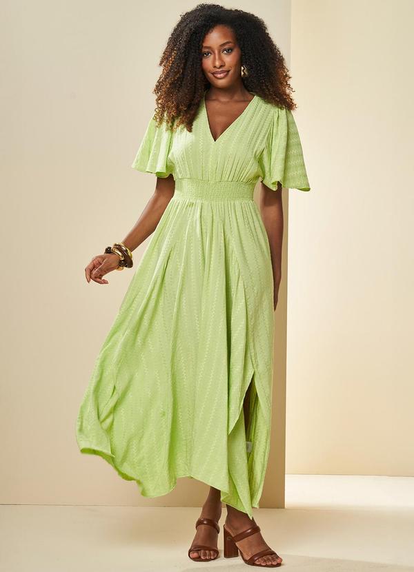Vista 2 Vestido Midi Brisamar Assimétrica Verde Doce Trama Doce Trama
