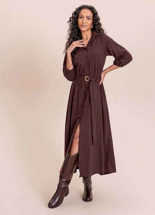 Vestido Midi Combinação Marrom