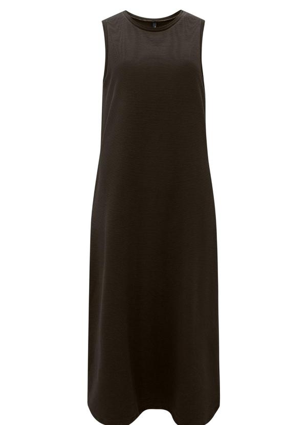 Vestido Midi Chá com Bolsos em Moletom Marrom