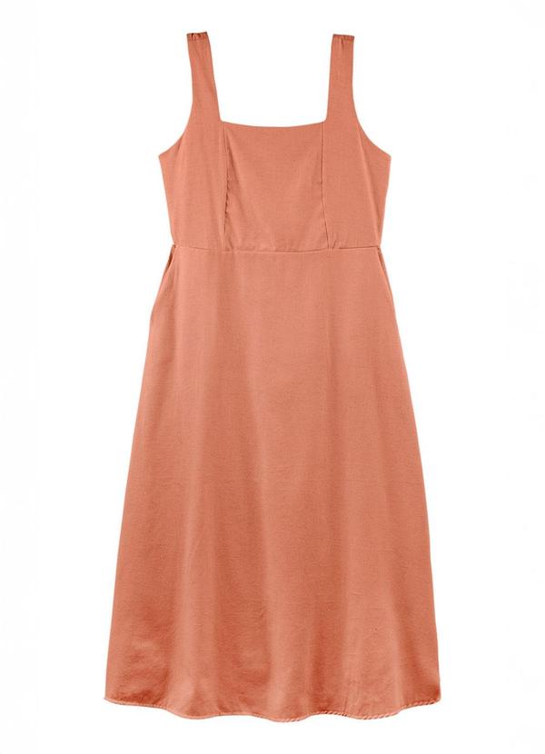 Vestido Midi com Alças Adulto Feminino Marrom