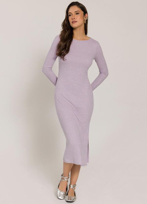 Vestido Midi com Fenda Roxo