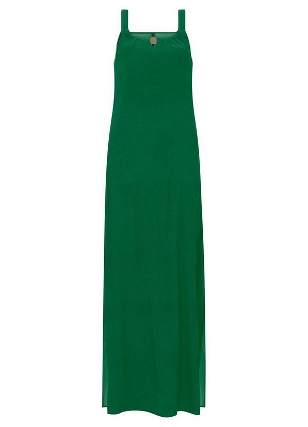 Vista 2 Vestido Midi com Fendas Laterais Verde Lunender Lunender
