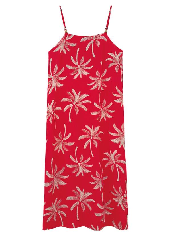 Vestido Mídi Coqueiros em Viscolinho Vermelho