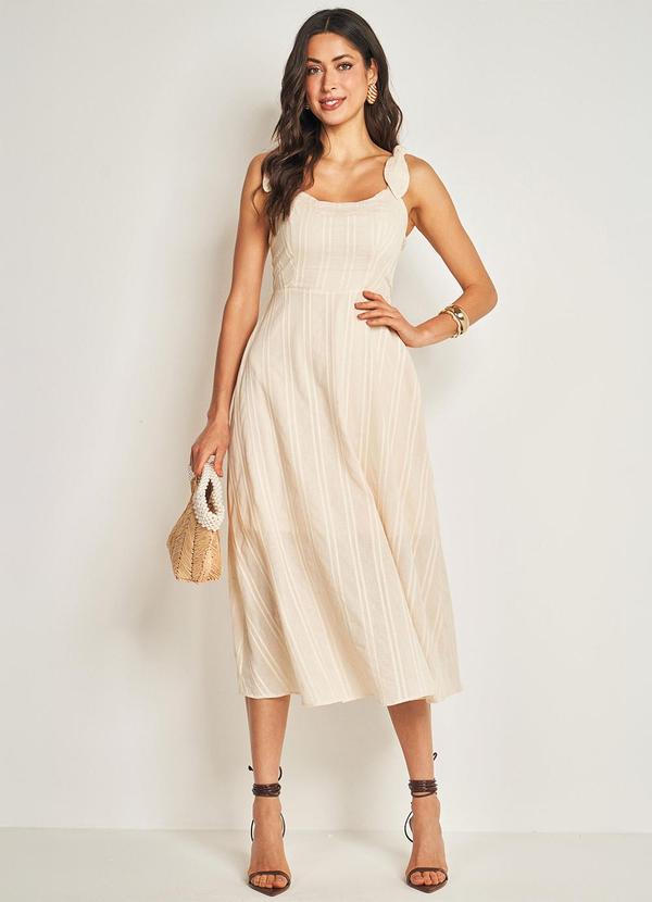 Vista 2 Vestido Midi de Alça Branco Doce Trama Doce Trama