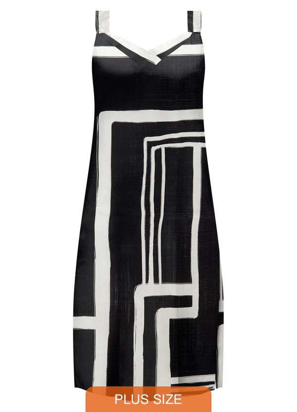 Vista 2 Vestido Midi de Alças com Decote em V Preto Lunender Mais Mulher Lunender Mais Mulher