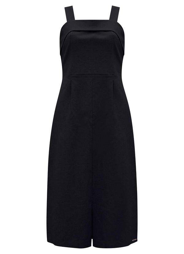 Vista 2 Vestido Midi de Alças com Fenda em Tecido Preto Lunender Lunender