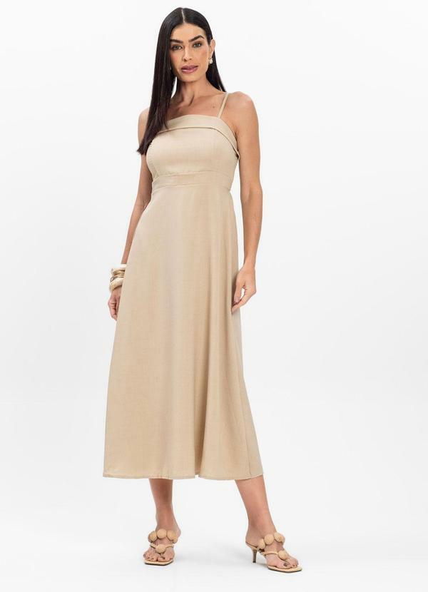 Vista 2 Vestido Midi de Alcinha Atrativa Modas Bege Rovitex Rovitex