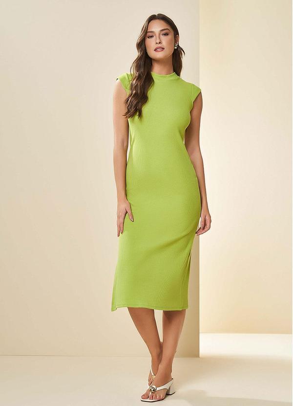 Vestido Midi de Manga Curta Verde