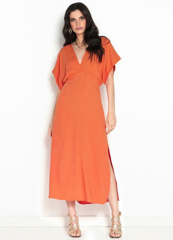 Vestido Midi de Viscose Laranja