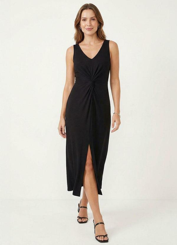 Vestido Midi Detalhe Torcido Feminino Preto