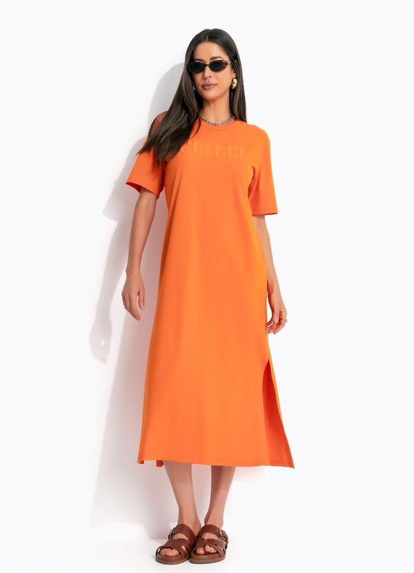 Vestido Midi em Algodão Laranja