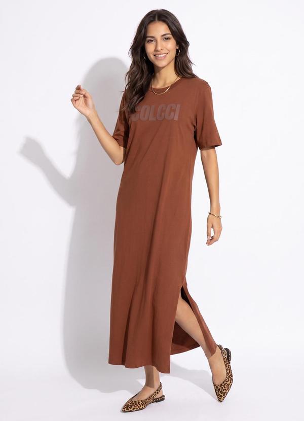 Vestido Midi em Algodão Marrom