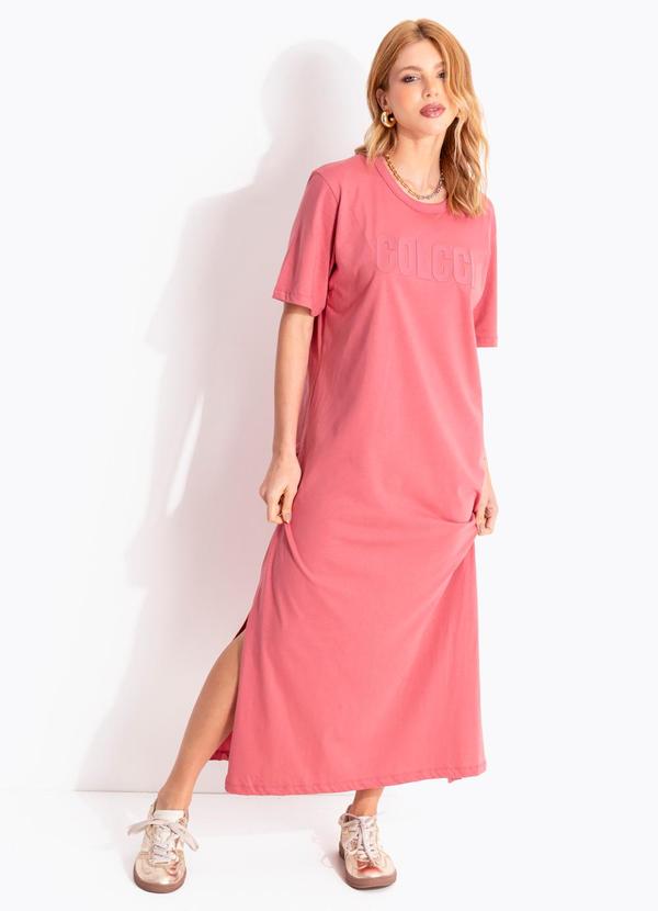 Vestido Midi em Algodão Rosa