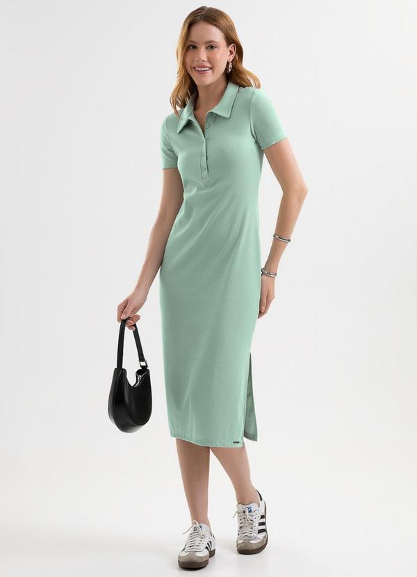 Vestido Midi em Canelado Tricô Verde