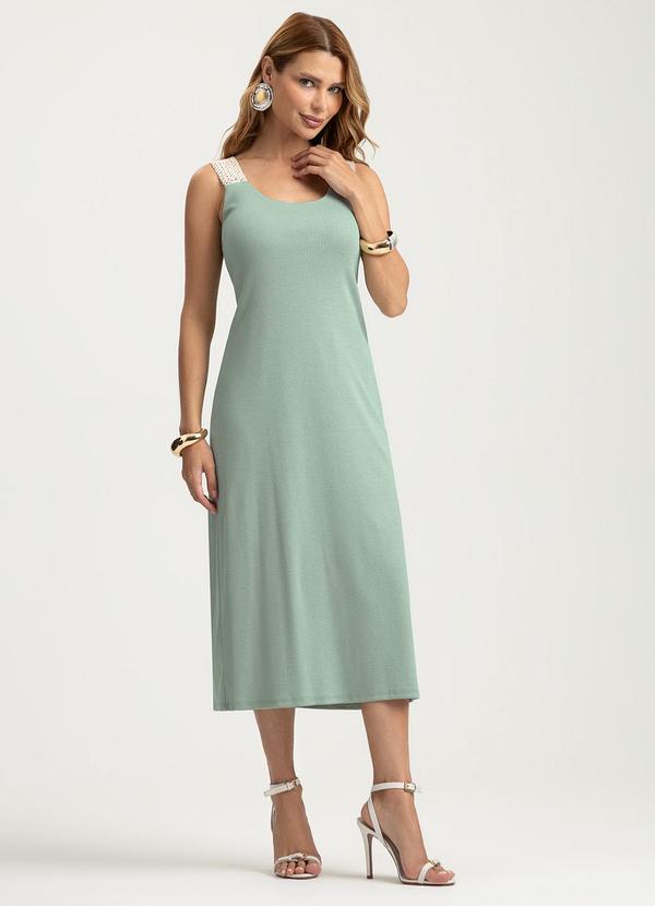 Vestido Midi em Canelado Verde