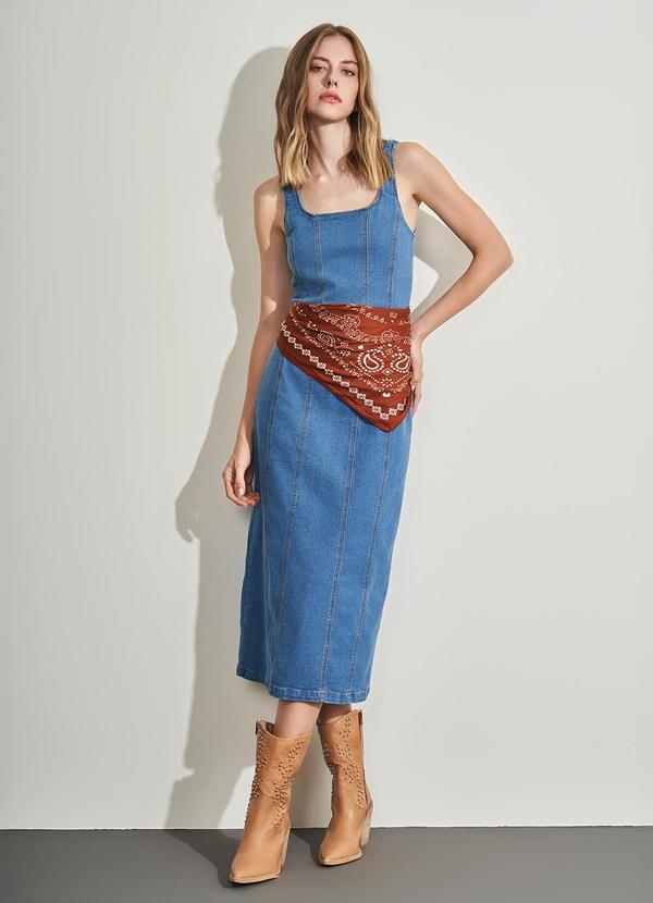 Vestido Midi em Jeans Azul
