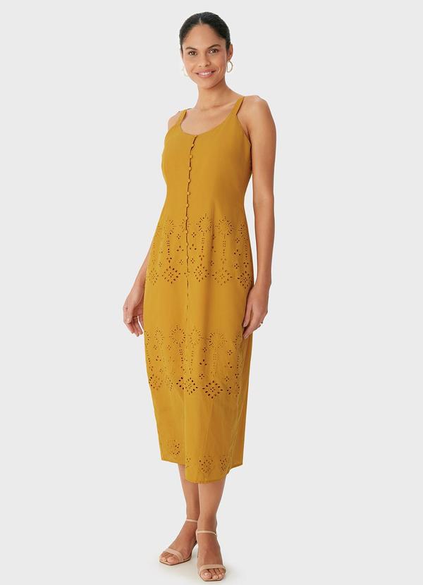 Vestido Mídi em Laíse Amarelo Mostarda