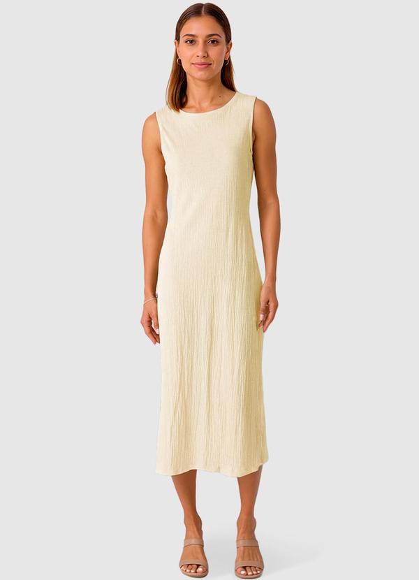 Vestido Mídi em Malha Linho Off White