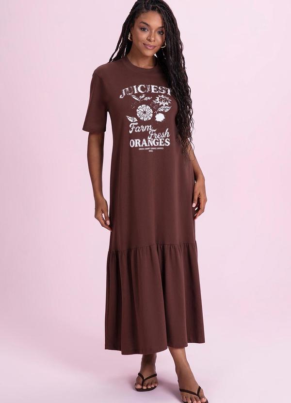 Vestido Midi em Meia Malha Marrom
