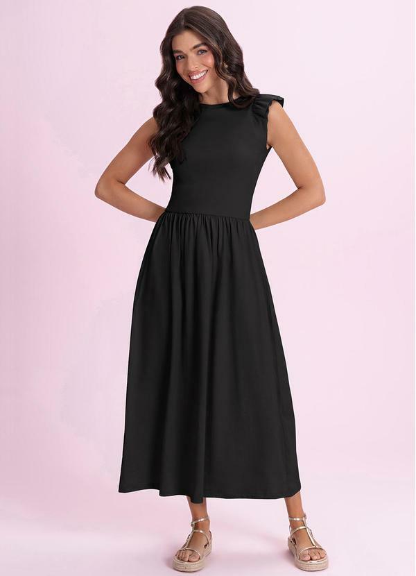 Vestido Midi em Meia Malha Preto