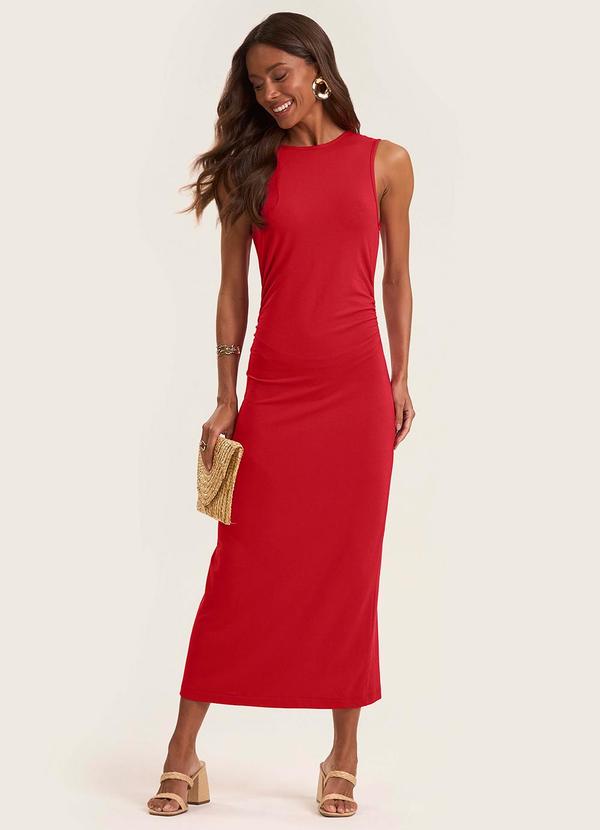 Vestido Midi em Molecotton de Viscose Vermelho