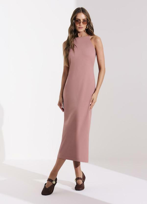 Vestido Midi em Poliamida Intense de Alça Rosa