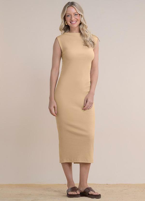 Vestido Midi em Ribana Bege