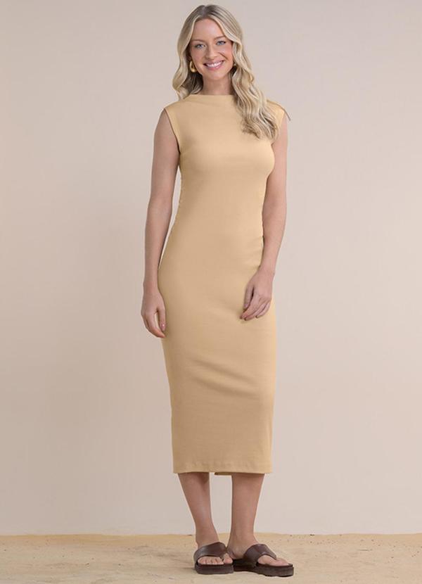 Vestido Midi em Ribana Bege