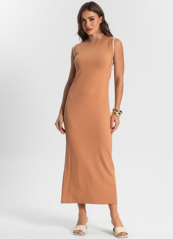 Vista 2 Vestido Midi em Ribana Canelada Marrom Endless Endless