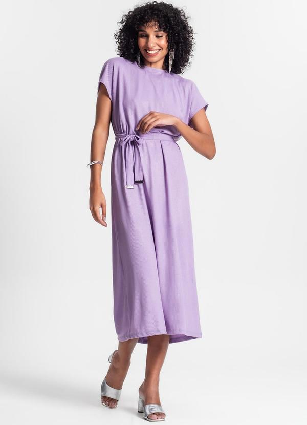 Vestido Midi em Ribana Canelada Roxo