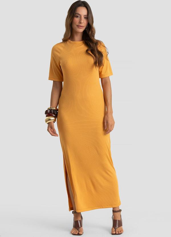 Vestido Midi em Ribana Viscose Manga Raglan Amare