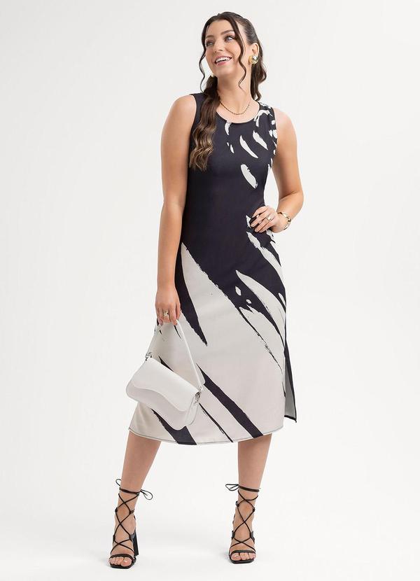 Vestido Midi em Tecido Leve Sarjado Preto