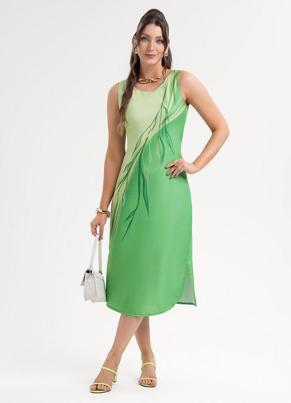 Vestido Midi em Tecido Leve Sarjado Verde