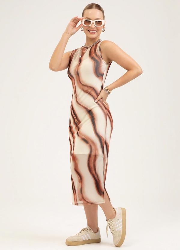 Vestido Midi em Tule Off White