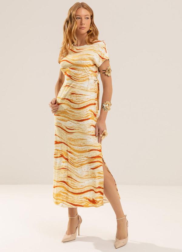 Vestido Midi em Viscose Amarelo