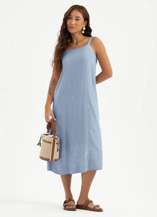 Vestido Midi em Viscose Azul Claro