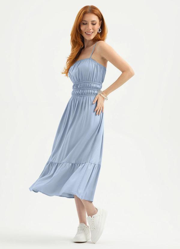 Vestido Midi em Viscose Azul Claro