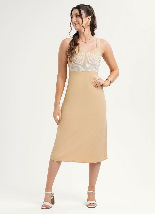 Vestido Midi em Viscose Bege