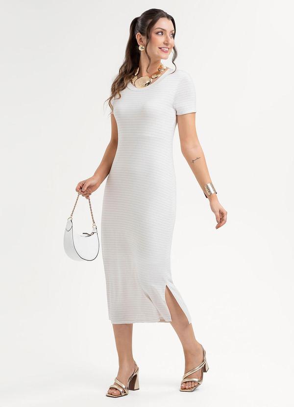 Vestido Midi em Viscose Bege