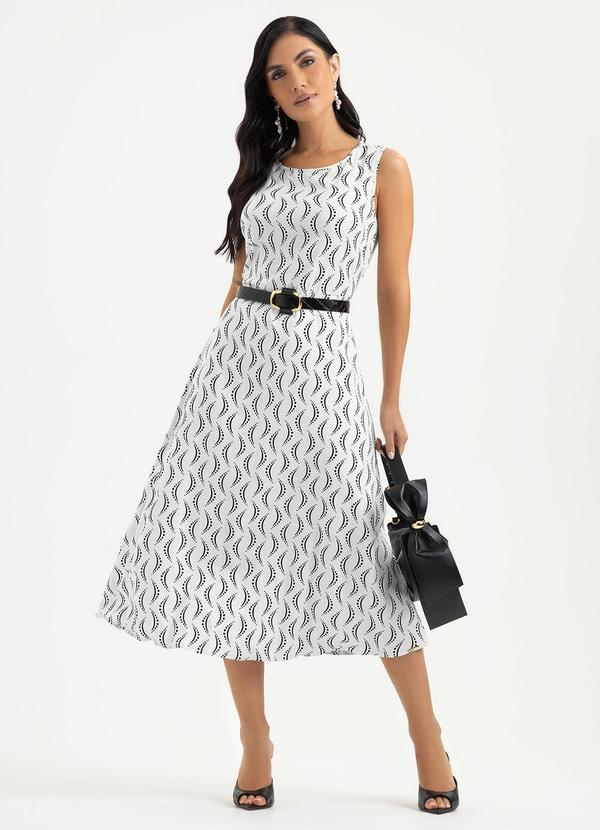Vestido Midi em Viscose Branco