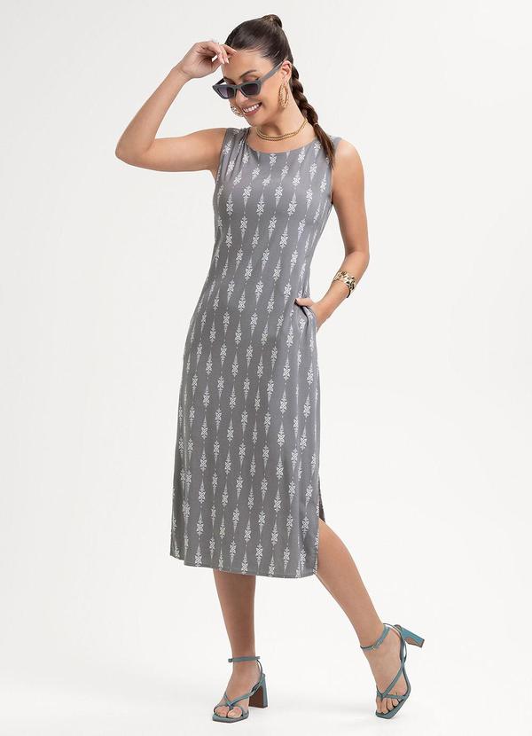 Vestido Midi em Viscose Cinza