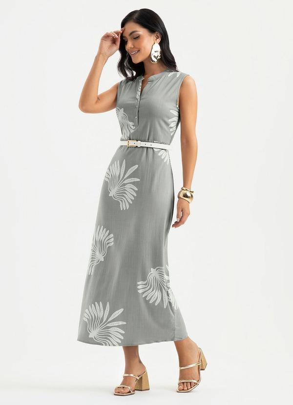 Vestido Midi em Viscose Cinza