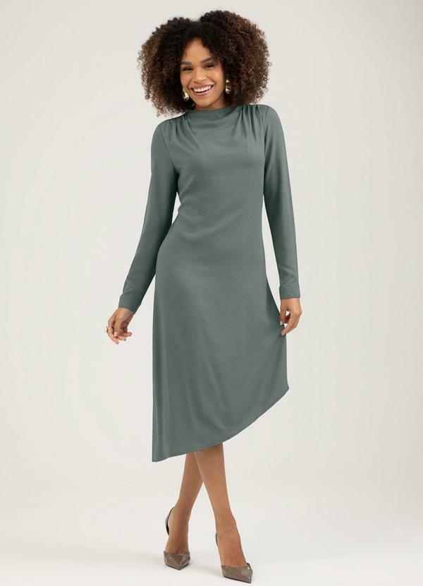 Vestido Midi em Viscose Cinza
