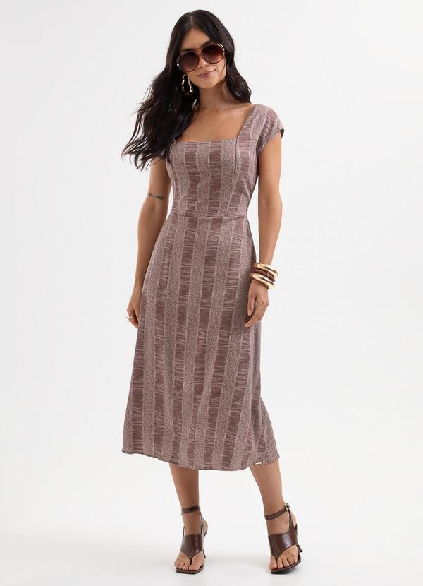 Vestido Midi em Viscose Marrom