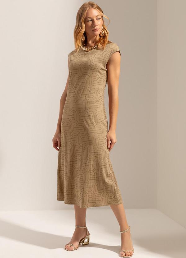Vestido Midi em Viscose com Elastano Marrom